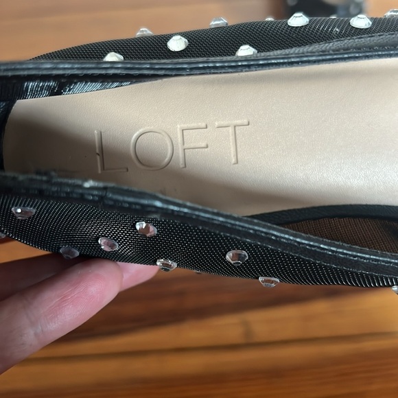 LOFT Chic Black Mesh Sparkling Studded Ballet Flats Size 6 - Picture 7 of 9